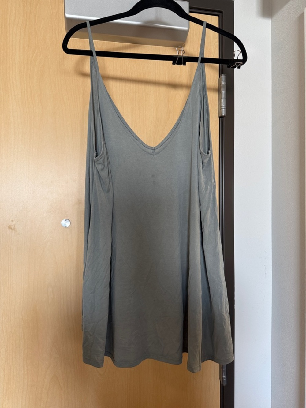 Lightweight V-Neck Slip Tank Top in Sage Green